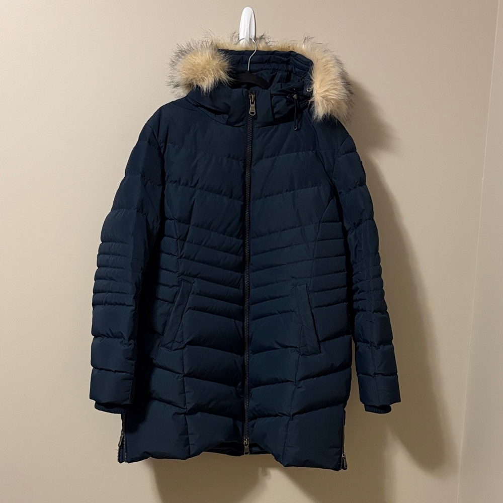 Pajar Navy Puffer Jacket with Faux Fur Hood
